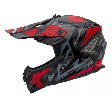 Imagem de Capacete Motocross Bieffe B-cr Jump Preto Vermelho Brilho - 60