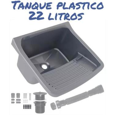 Imagem de Tanque Lavar Roupas Plástico 47 X 43cm Astra + Sifãos, Prata