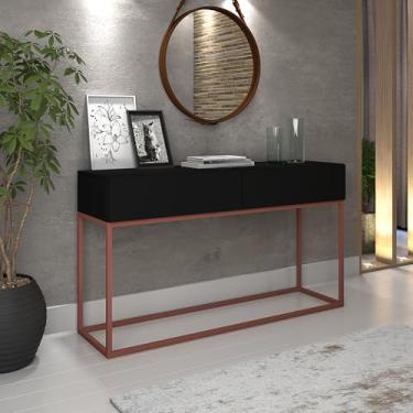 Imagem de Aparador Eros 110cm Comprimento Pés Em Metal Rosegold Móvel Preto