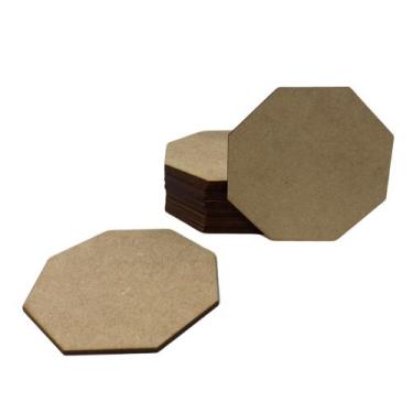 Imagem de Kit Com 100 Bolachas 10 cm Oitavada Placa Chapa MDF 3mm - BelaThor