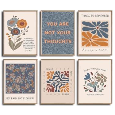 Imagem de 6 pôsteres de saúde mental, estilo boêmio, psicologia, motivacional, decoração de parede, fotos, terapia, escritório, arte inspiradora, citações positivas, pôster em tela para aconselhamento