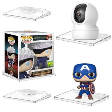 Imagem de (Pacote com 4) Prateleira de parede flutuante transparente, prateleiras flutuantes de parede para Funko Pop, bonecos de ação, câmeras de segurança, monitores de bebê, alto-falantes ou qualquer
