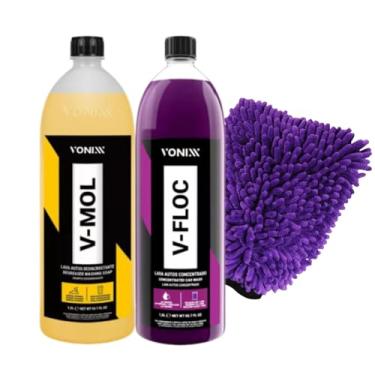 Imagem de Vonixx Kit Lavagem Automotiva, V-floc e V-mol Shampoo Concentrado, com Luva de Microfibra
