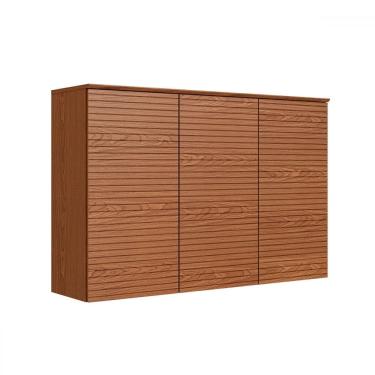 Imagem de Armário Aéreo Cozinha Auris 120 Cm 3 Portas 100% Mdf Canela - Genialflex