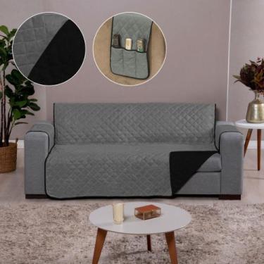 Imagem de Capa para Sofa Dupla Face 2 e 3 Lugares Cinza-Preto - Charme do Detalh