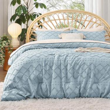 Imagem de Conjunto de edredom Bedsure Queen Dusty Blue com 2 fronhas