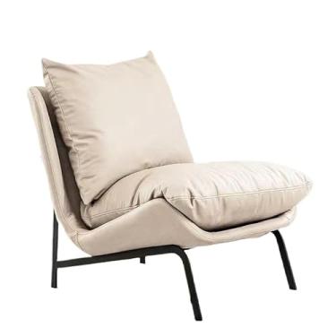 Imagem de Cadeira lounge minimalista moderna com design ergonômico e almofadas confortáveis (pele de garra de gato bege à prova de arranhões)