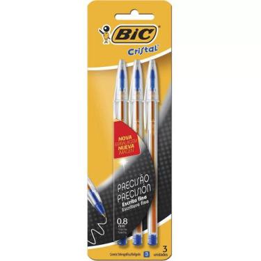 Imagem de Caneta Esferográfica BIC Cristal Precisão, Azul Ponta Fina de 0.8mm  B