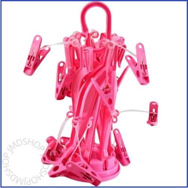 Imagem de Varal Plástico Dobrável 16 Prendedores Organizar Roupas Economizar Esp