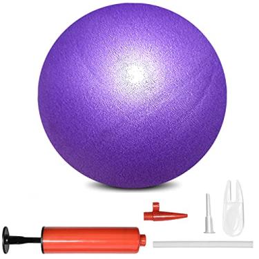 Imagem de BAIMAN Mini bola de ioga para exercícios de pilates, pequena bola inflável de ioga para exercícios, equipamento de treinamento básico e fisioterapia, com bomba (roxo, 15 cm)