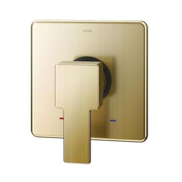 Imagem de Acabamento Monocomando para Chuveiro e Ducha Higiênica Base DE Edge Ouro Escovado