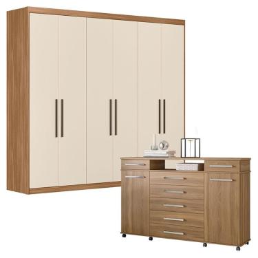 Imagem de Cômoda London e Guarda Roupa Casal Venice 62580 Amendola Touch Off White - Demóbile