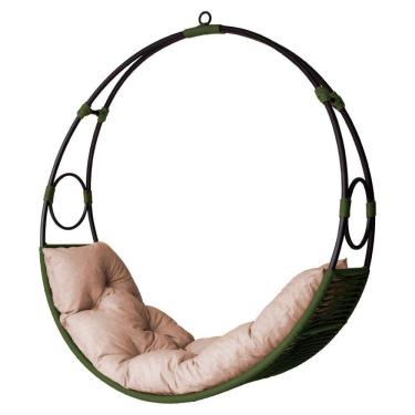 Imagem de Cadeira Balanço Suspenso Lua Nova Em Corda Náutica Verde/areia