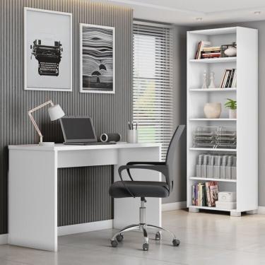 Imagem de Kit 3 Peças com Cadeira para Escritório, Estante Livreiro e Escrivaninha Gávea Espresso Móveis