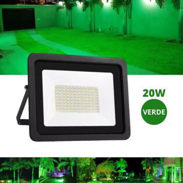 Imagem de Refletor 20W LED smd Slim Mini Holofote Verde IP67 Bivolt