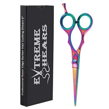 Imagem de Tesoura de barbeiro profissional Extreme Shears de 15 cm, tesoura multicolorida, tesoura de corte de cabelo, tesoura de bigode, tesoura de cabelo para salões, uso doméstico com parafuso de tensão de ajuste fino