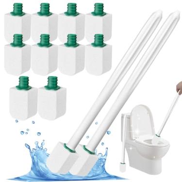 Imagem de Xuelimei Pedra-pomes branca para vaso sanitário com 2 peças de escova de vaso sanitário de comprimento longo, limpador de vaso sanitário de pedra-pomes, pedra pomes para banheiro, banheiras, pia de