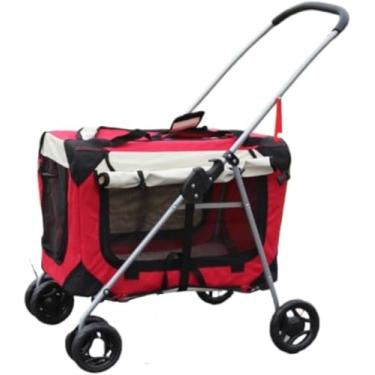 Imagem de Carrinho De Estimação Carrinho De Cachorro Carrinho De Gato Carrinho De Gato De Viagem Carrinho De Gato Com Rodas Carrinho De Cachorro Dobrável Iludes Cama Super Macia, Janelas Ventil, D