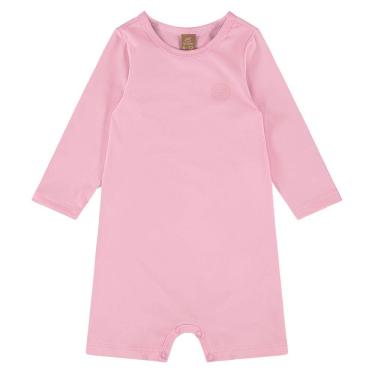 Imagem de Macaquinho Praia Bebê e Infantil Proteção UV Rosa Prisma Up Baby