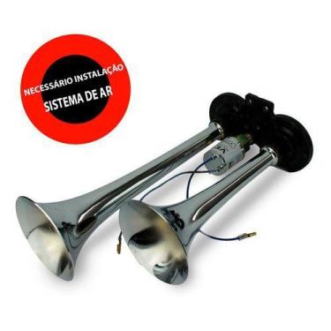 Imagem de Buzina cromada 2 cornetas elétrica - vetor, 24V