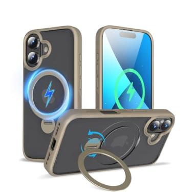 Imagem de TaeliorTech Suporte Magnético Rotativo 360° Atualizado Para Iphone 16 De 6,1'', Proteção Contra Quedas, Compatível Com Magsafe, Capa Translúcida Fosca 16, Titânio Do Deserto