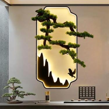Imagem de Moderno LED Imagem Luz De Parede Chinesa Paisagem Criativa Pinho Mural Lâmpada De Arandela Para Sala De Estar Foyer Do Quarto Estudo Ou Casa (C H100CM)