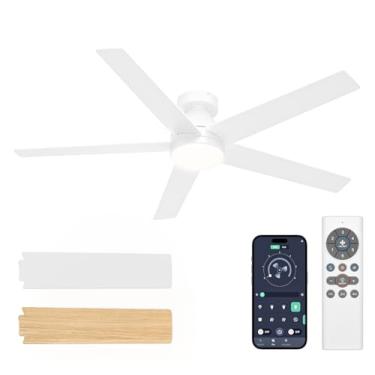 Imagem de VOLISUN Ventilador De Teto Com Luzes E Controle Remoto, Ventilador De Teto De Perfil Baixo De 52 Polegadas Com Luz, Reversível, 3 Cct, Regulável, Silencioso, Branco, Ventiladores De Teto Embutidos