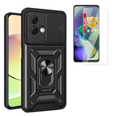 Imagem de Capa compatível com Motorola Moto G84 5G [com protetor de tela de vidro temperado] compatível com Motorola Moto G84 XT2347 XT2347-1 XT2347-2 capa preta