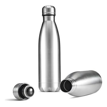Imagem de Garrafa Térmica Aço Inox água Gelada Anti Vazamento 500ml de Dupla Camada com Tampa Rosqueável Mantém Bebidas Quentes e Frias – Ideal para Academia, Escritório e Viagens