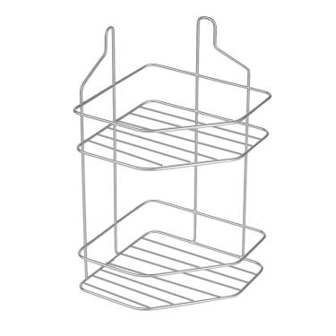 Imagem de Cantoneira Dupla Porta Shampoo Banheiro Aço Cromado Premium 38cm - Araminas