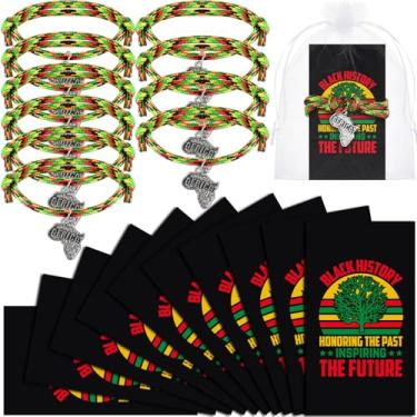 Imagem de Liliful 15 conjuntos de pulseiras femininas para presente do mês da história negra, pulseiras africanas ajustáveis hippie com cartão de honra para festas afro-americanas, comemorações de eventos