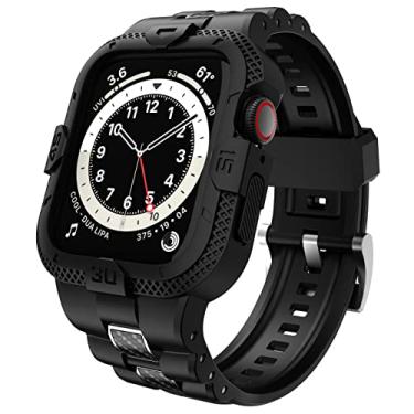 Imagem de GELISHI Pulseiras esportivas masculinas compatíveis com Apple Watch séries 11 10 9 8 7 / SE 3/2/1/ Série 6 5 4 3 de 46 mm, 45 mm, 44 mm e 42 mm, série 6, 5, 4, 3, 42mm - Series 11/10, Borracha, /