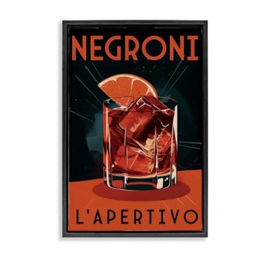 Imagem de Stupell Industries Arte de parede vintage Midcentury Negroni Drink Black Framed Floater Canvas Design por Andreas Magnusson, 17 x 25