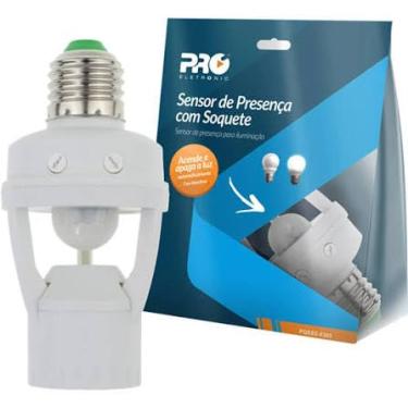 Imagem de Kit Sensor de Presença com Fotocélula para Soquete E27 – Bivolt 127/220V, Ângulo 360°, Alcance 6m, Acionamento Automático Dia/Noite,Econonia,Segurança e Praticidade