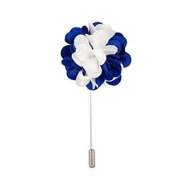 Imagem de Broche de lapela de flor de cavaleiro para terno (azul royal e branco)