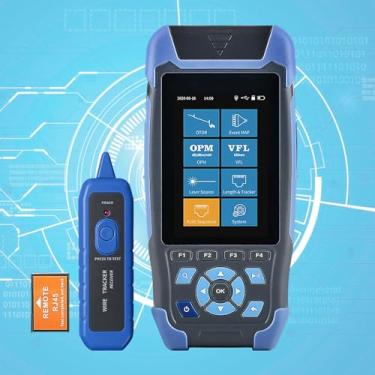 Imagem de FYBOPTWU - Testador multifuncional 1310/1550nm SM APC OTDR (9 em 1) Teste OPM/OLS/VFL/RJ45 integrado, teste OTDR, faixa dinâmica de 5 m a 60 km, conector APC 24dB/22dB