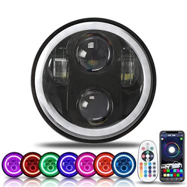 Imagem de SUNPIE Farol de cabeça RGBW de 14 cm compatível com Sportster XL883 XL1200 Compatível com Dyna Low Rider Wide Glide Super Glide Compatível com Softail Springer Deuce Street 500/750