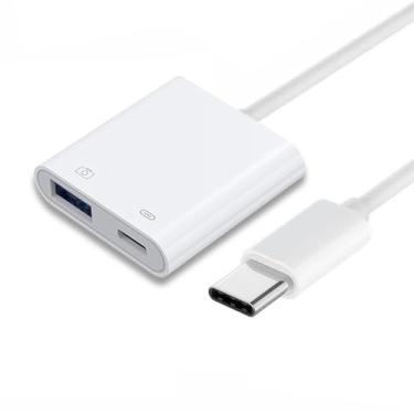 Imagem de xiwai Hub USB C tipo C para padrão tipo-A USB 3.0 fêmea com adaptador de carregamento de energia PD 2 em 1 extensor USB compatível com MacBook Laptop Tablet e telefone