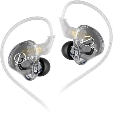Imagem de KZ Dawn Fones de ouvido com fio dinâmico, driver no ouvido, fone de ouvido HiFi Bass IEM, fone de ouvido ergonômico confortável para jogos (sem microfone, cabo banhado a prata)