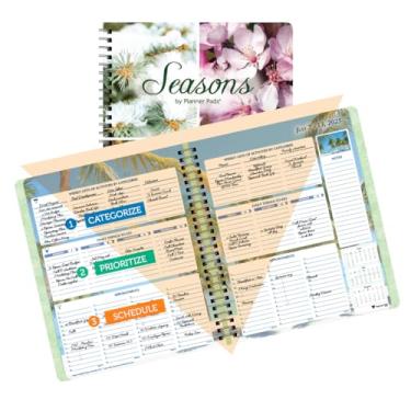 Imagem de Planner Pad Organizador de 12 meses de funil de 3 camadas encadernado em espiral, julho de 2025 a junho de 2026 / ano acadêmico, tinta colorida sazonal, 16 x 21 cm