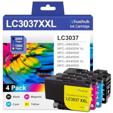 Imagem de LC3037XXL Cartuchos de tinta de alto rendimento preto/ciano/magenta/amarelo de substituição para Brother LC3037 XXL LC3037BK LC3037C LC3037M LC3037Y Tinta para impressora MFC-J5845DW MFC-J5945DW