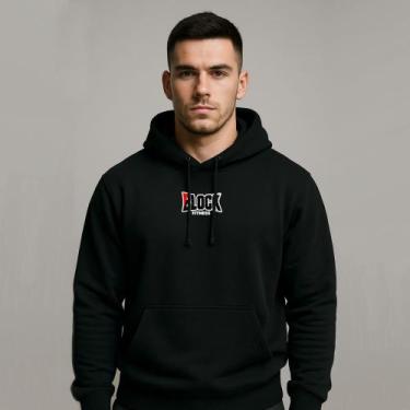 Imagem de Moletom de treino em algodâo premium block fitness, Preto, P