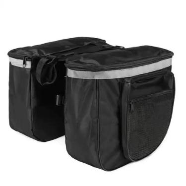 Imagem de Bolsa Bicicleta Dupla Alforge Lateral Bagageiro Bike Porta Objetos Ferramentas Primeiros Socorros Mala Traseira 4 Bolsos