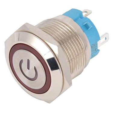 Imagem de Interruptor de Botão de Concha de Aço Inoxidável 4 Pinos de 19 Mm Com Leve IP65 12-24VDC Aplicável para Controle Industrial (Vermelho)