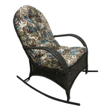 Imagem de Cadeira Balanço Poltrona Descanso Com Almofada Ergonômica Floral Azul