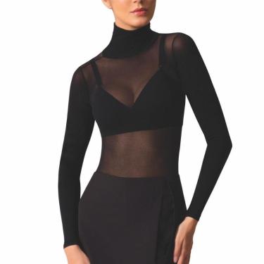 Imagem de 2 Camisetas Fio 40 Lisa Segunda Pele Básica Feminina Gola Alta Selene Blusa Translúcida-Feminino