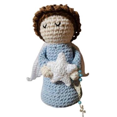 Imagem de Anjo de Crochê Azul Com Estrela - Mazze Presentes