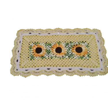 Imagem de Tapete De Crochê Girassol Artesanal Amarelo