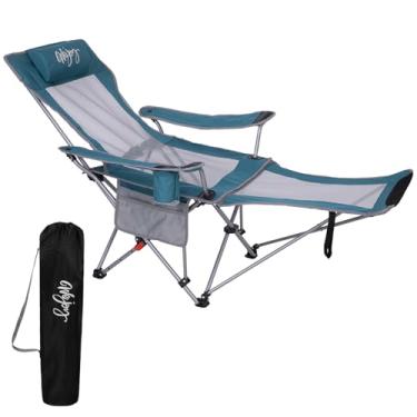 Imagem de #WEJOY Cadeira de acampamento reclinável 2 em 1 com apoio para os pés para adultos, espreguiçadeira dobrável com encosto ajustável, cadeiras de acampamento leves e resistentes para atividades ao ar