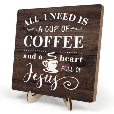 Imagem de DMADNF Placa De Sinalização Para Cafeteria, Placas Estação, Decoração Vintage, Acessórios, Tudo O Que Preciso É Um Pouco E Muito Jesus